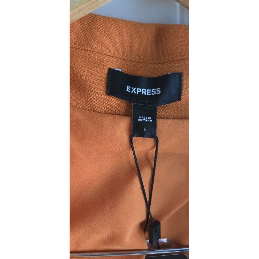 EXPRESS Twill Oversized Boyfriend Blazer Orange Two Button Size Large NWT - Picture 2 of 10